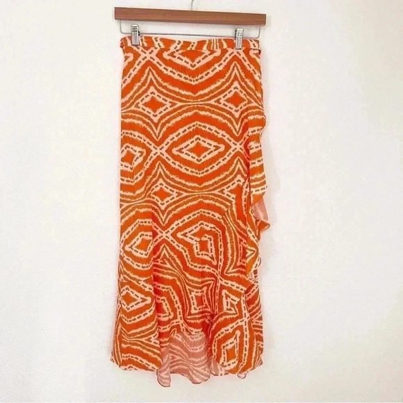 NWT Seafolly Australia Orange Zanzibar Midi Wrap Skirt, Size Small - Picture 5 of 8